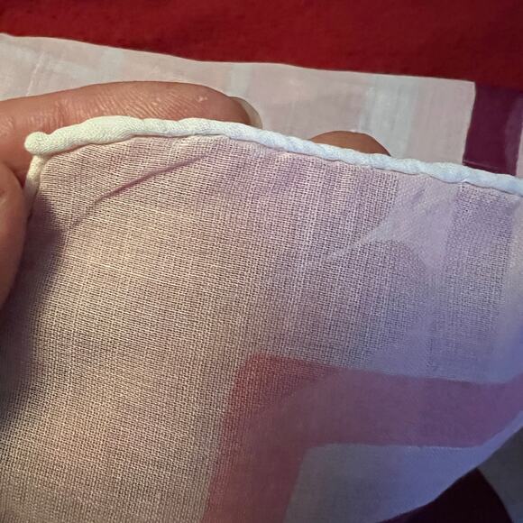 MCM Ted Lapidus color block grid semi sheer cotton scarf pink burgundy mod Paris - Picture 6 of 7